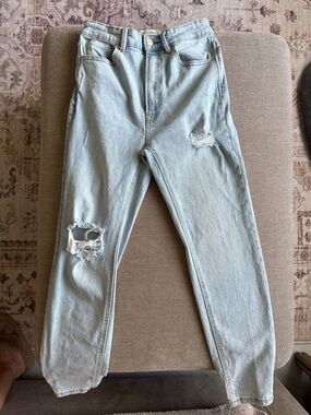 stradivarius Light Blue Ripped Skinny Jeans